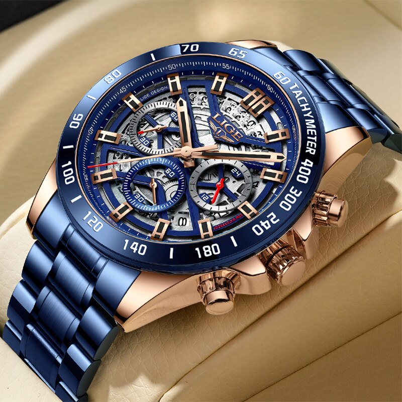Luxury Watch Low Price - LIGE-Relógio de pulso de quartzo cronógrafo