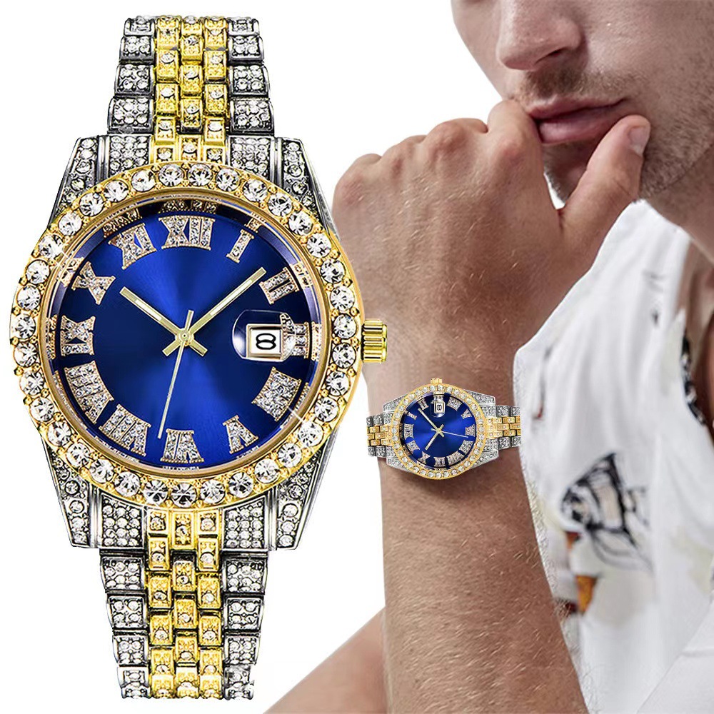 Luxury Watch Under 20000 - Luxo hip hop aço inoxidável cor