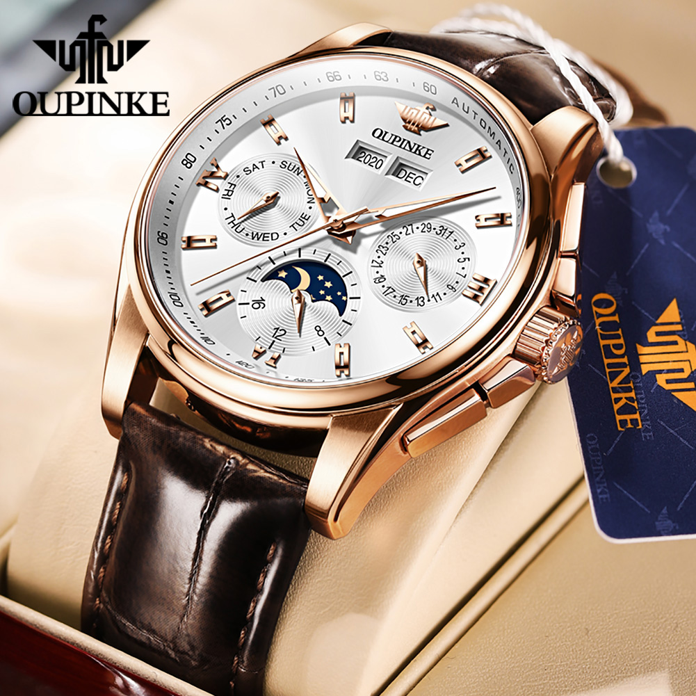Sapphire Crystal Display - Oupinke relógios masculinos tendência casual pulseira