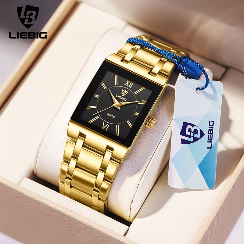 Liebig luxo dourado quartzo re - Luxury Watch Life avaliação e preço