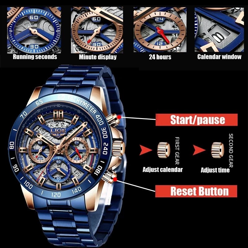 LIGE-Relógio de pulso de quart - Luxury Watch Low Price avaliação e preço